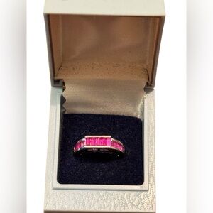 Elegant Composite CZ Pink Gemstone Ring Stacking Sterling Silver 925